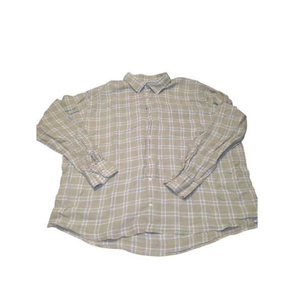 Peter Millar Shirt Mens 2XL green Plaid Linen Long Sleeve Button Up Collared - Picture 1 of 15